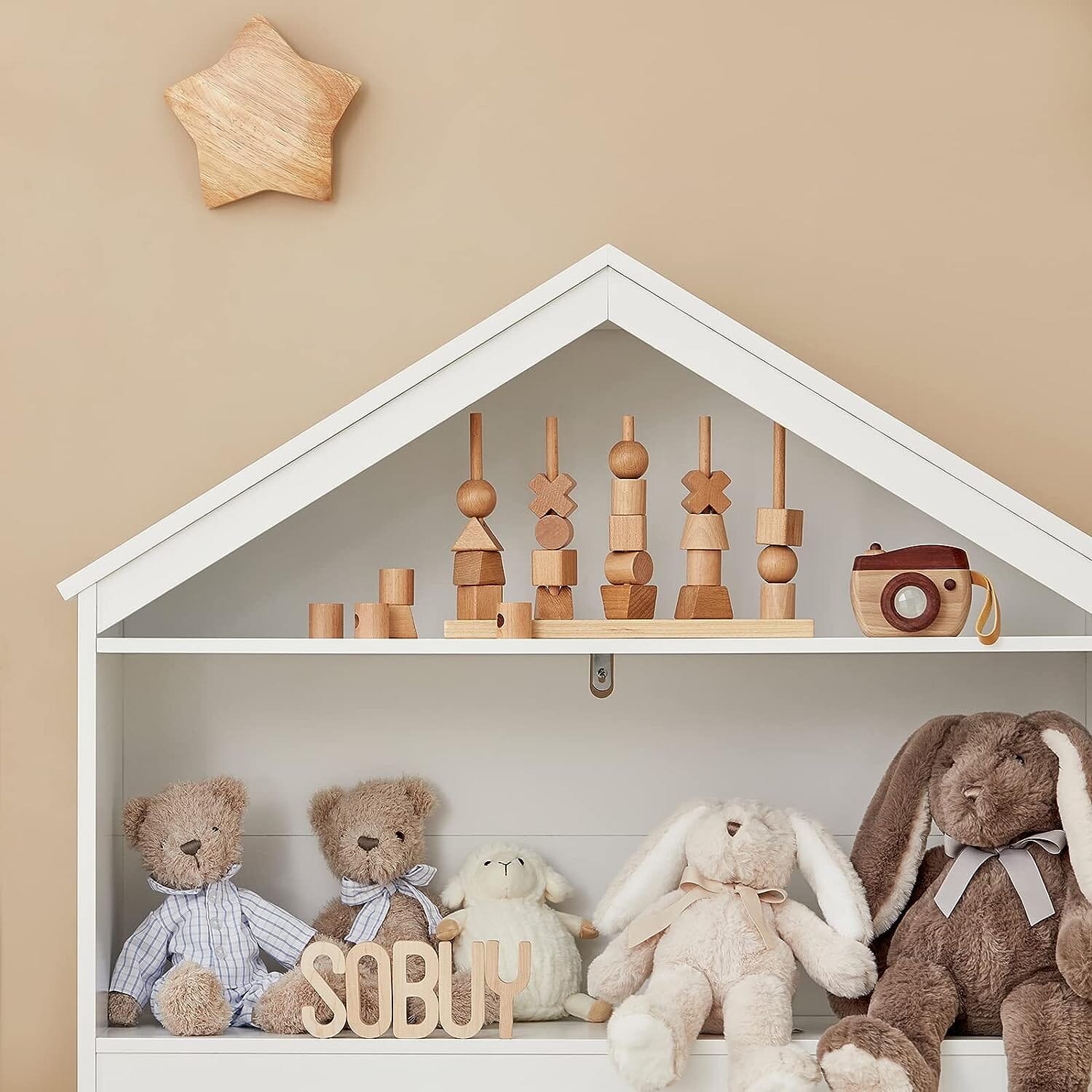 Whimsical House & Fence-Style Kids Storage: Bookcase and Toy Chest on Wheels Baby & Kids > Kid's Furniture Baby Stork 