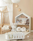 Whimsical House & Fence-Style Kids Storage: Bookcase and Toy Chest on Wheels Baby & Kids > Kid's Furniture Baby Stork 