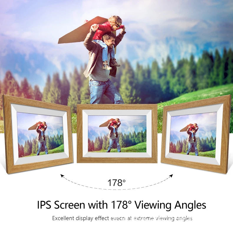 Wooden Smart Digital Photo Frame 10.1 Inch 32GB Digital Photo Frame Frameo 