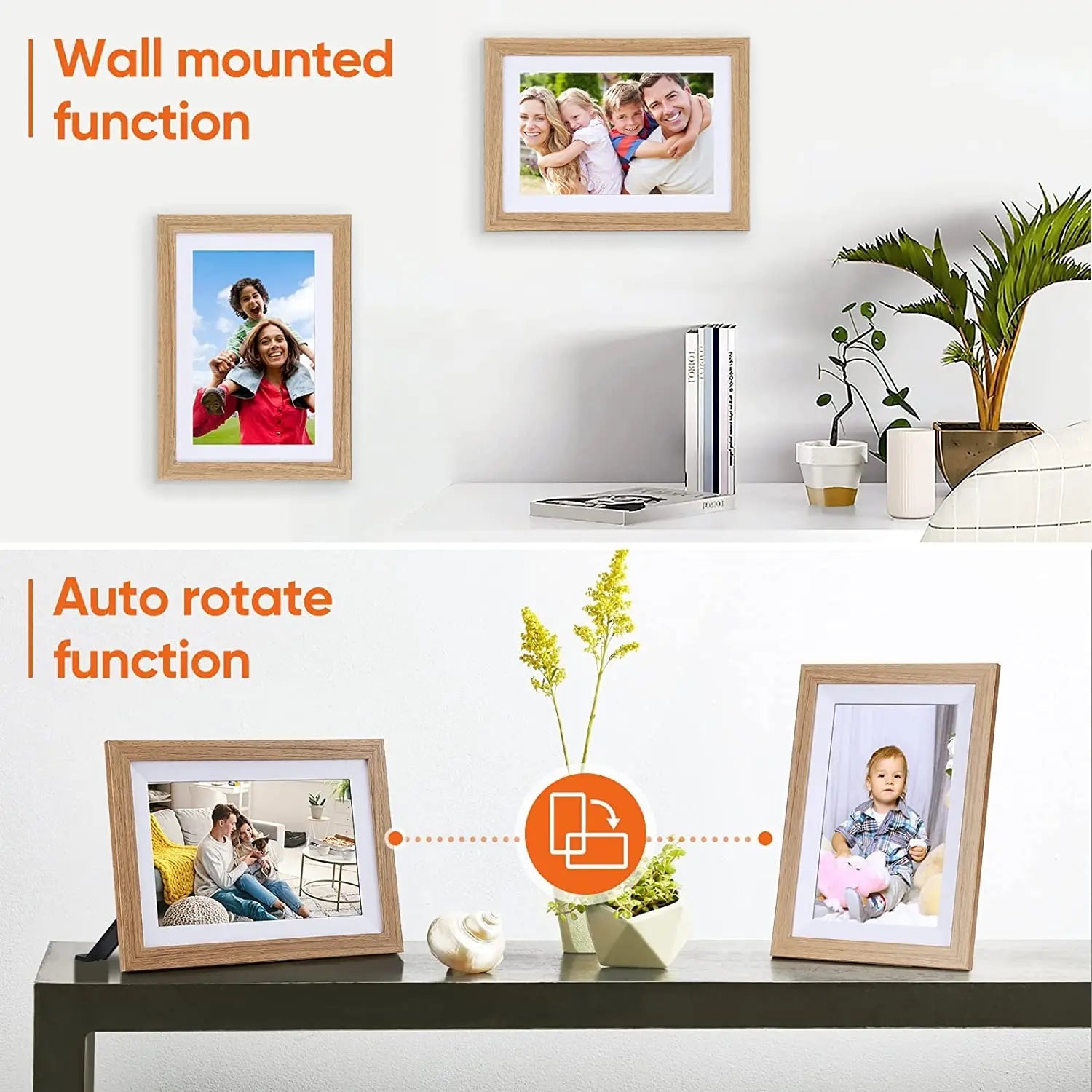 Wooden Smart Digital Photo Frame 10.1 Inch 32GB Digital Photo Frame Frameo 