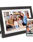 Wooden Smart Digital Photo Frame 10.1 Inch 32GB Digital Photo Frame Frameo Coffee Wood 